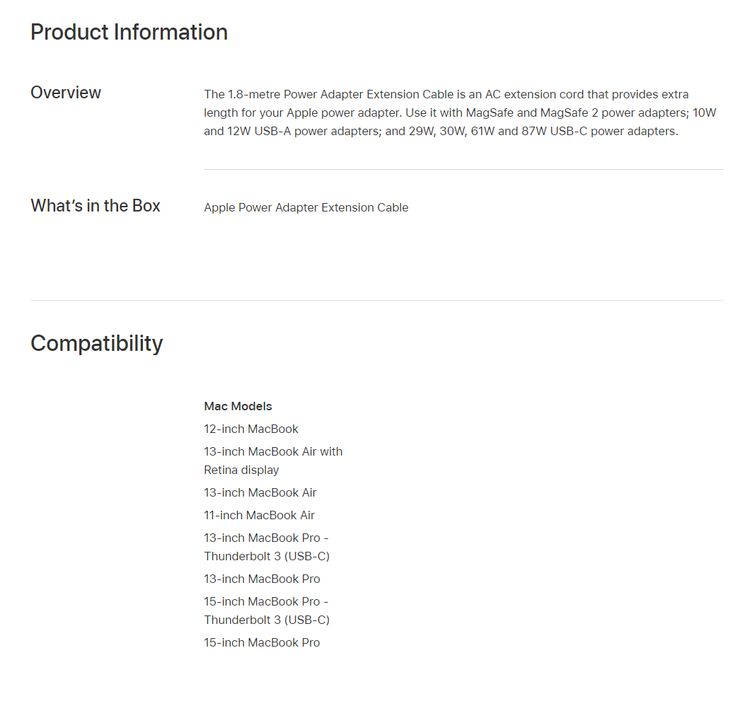 Apple Power Adapter Extension Cable BPC Technology